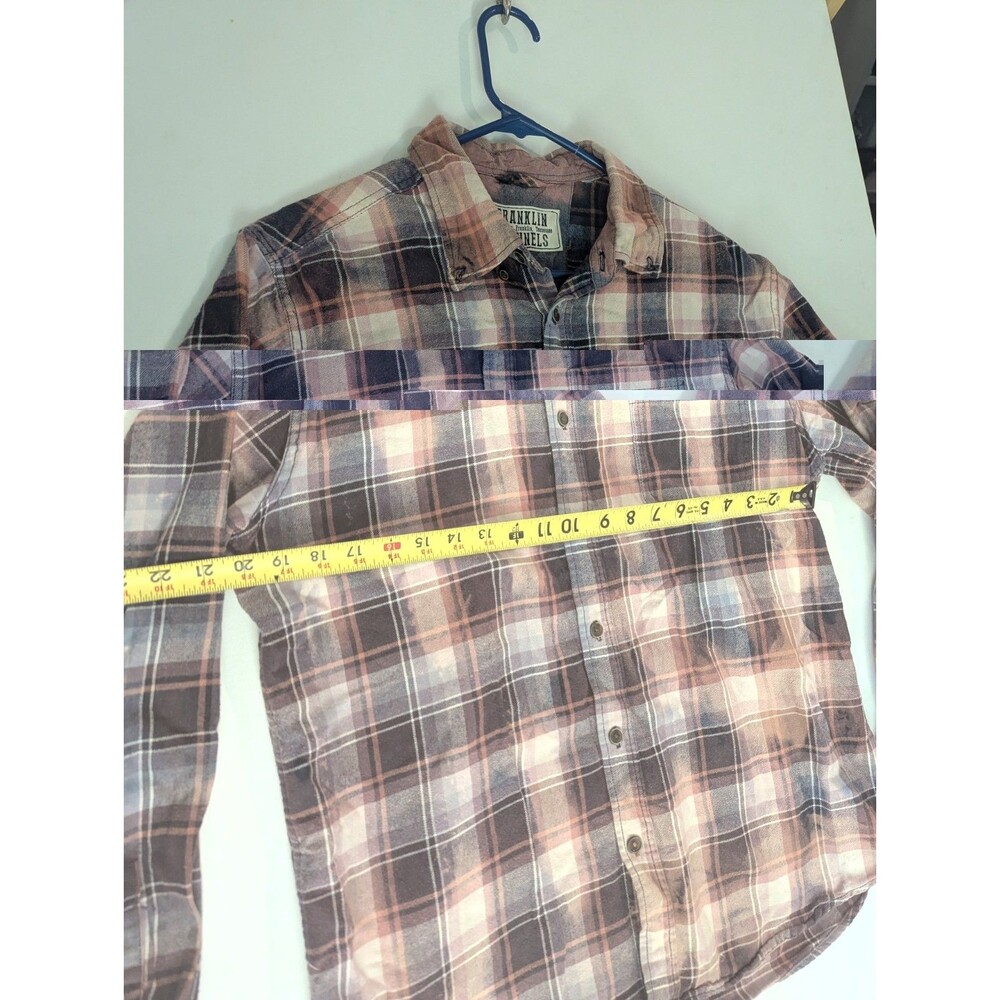 Franklin Flannels Long Sleeve Button Up Shirt Top Size M/L Cabincore Upcycled - Picture 5 of 8